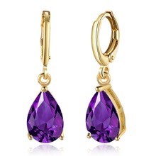 Wholesale Simple Trendy Gold Sliver Color Geometric Big purple Crystal Earrings For Women Fashion Large CZ Drop Earrings Jewelry 2024 - buy cheap