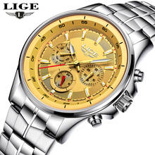 LIGE Luxury Brand Men's Watches Gold Watch Men Quartz Clock Full Steel Strap Casual Sport Military Watch Wrist Relogio Masculino 2024 - buy cheap