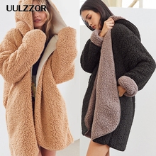 UULZZOR Faux lambswool oversized jacket coat Winter warm hairy jacket Women Winter outerwear Plus Size Fur Jacket OverCoat 2024 - buy cheap