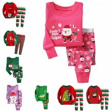 Pijamas de algodón de manga larga para niños y niñas, pijamas de Navidad de 2 a 7 años, conjunto de ropa de otoño 2024 - compra barato