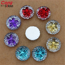 Cong Shao 100pcs 12mm Dual Color Resin Rhinestone Applique Crystal Round Shape Flower Flatback DIY Decoration CS256 2024 - buy cheap