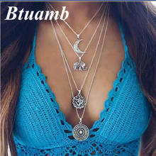 Btuamb Ethnic Punk Moon Elephant Sun Roulette Necklaces for Women Jewelry Vintage Multi Layer Statement Tribal Necklaces Collier 2024 - buy cheap