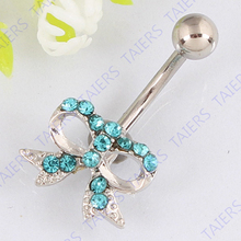 Bow belly ring woman body piercing jewelry Retail navel ring belly button ring 14G 316L surgical steel bar Nickel-free 2024 - buy cheap