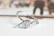 Кольцо с крыльями ангела, очаровательное кольцо с блестящим кристаллом, ювелирные кольца, красивая мода, подарок на Рождество, день рождения для женщин 2024 - купить недорого