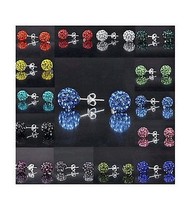 best 8mm High Quality fashion silver plated   Earrings Clay Disco Crystal Ball Stud Earring Mix Colors Rhinestone 2024 - buy cheap