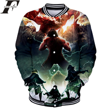 Luckyfridayf jaqueta de inverno bomber on titan 3d, casaco de beisebol masculino/feminino de anime, roupa regular, tamanho grande, 2018 2024 - compre barato