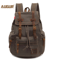 Army Green Vintage Canvas Leather Backpack Travel Shoulder Bag Men Women School Bag Daypack Backpack Rucksack Free shipping 2024 - buy cheap