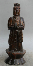 USPS в США S2165 13-дюймовая китайская буддистская статуя буддизма ox horn Stand lotus Kwan-yin Guan Yin Boddhisattva 2024 - купить недорого