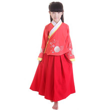 Alta qualidade crianças chinês antigo traje superior + saia hanfu traje chinês antigo traje nação dança vestido 18 2024 - compre barato