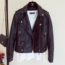 Mulheres outono jaqueta de couro moto motocycle feminino outwear clássico falso casaco de couro preto turn-down collar 2024 - compre barato