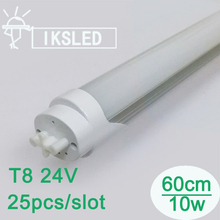 Free shipping 25pcs T8 led tube 600mm 24v 10w high lumen 700-900lm led solar tube lamp 12v led tube 2ft led fluorescent tube t8 2024 - buy cheap