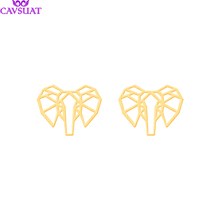 Simple Stainless Steel Origami Elephant Stud Earrings For Women Gold Silver Color Good Luck Animal Ear Stud Party Jewelry Gifts 2024 - buy cheap