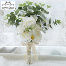 Букет свадебных цветов perfectlifeoh, белый букет лилии, винтажный букет для подружки невесты 2024 - купить недорого