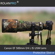 Rolanpro lente camuflagem capa de chuva para canon ef 500mm f/4 l é usm lente proteção manga telefoto capa 2024 - compre barato