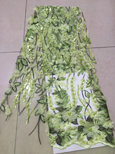 Бисерная нигерийская кружевная ткань, высококачественное кружево, 3d кружевная ткань, свадебная зеленая африканская с бусинами, блестками, французская кружевная ткань LCD950B 2024 - купить недорого