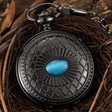 Механические карманные часы-скелетоны, в форме сапфира, с римскими цифрами, в стиле стимпанк, с синим бриллиантом, подарок для мужчин и женщин 2024 - купить недорого