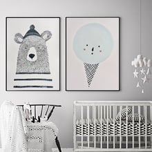 Nordic Art Paint Bear Fox Canvas Poster Painting Cartoon Animal Wall Picture Print Children Baby Room Scandinavian Decoration 2024 - buy cheap