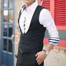 2019 Hot Sale Black Formal Men's Waistcoat New Arrival Fashion Groom Vests Casual Slim Fit Vest 2024 - buy cheap