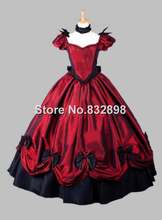 Gothic Black and Red Bows Short Sleeves Satin Victorian Dress 2024 - buy cheap