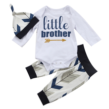 3pcs UK Fashion Cute Newborn Baby Boys Set Letter Brother Romper + Arrow Long  Pants Leggings + Hat Outfit Set Clothes 2024 - buy cheap