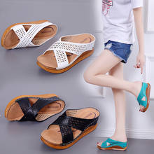 Women Wedges Slippers Sandals Summer Shoes Woman Platform Sandals Cut-out Style Soft Sole Slip-on Mothers Casual Slides SH022610 2024 - buy cheap