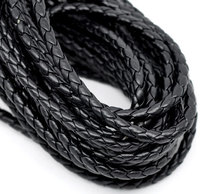 Плетеный кожаный шнур для ювелирных изделий, 10 м, черный, толщиной 5 мм 2024 - купить недорого