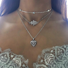 New Necklace Necklace Love Fashion Stars Palm Hearts Multilayer Lady's Necklace In Europe And The Bohemian Selling Accessories 2024 - buy cheap