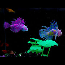 Decoração de aquário artificial que brilha no escuro, ornamento para água-viva, simulação luminosa de peixe de leão colorido, novo popular 2024 - compre barato