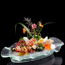 Bandeja de hielo acrílica Ovalada para Buffet, plato de aperitivos de fruta con borde ondulado, tabla hermética, bandeja para Sushi y Sashimi, 1 unidad 2024 - compra barato