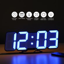 Reloj de pared de escritorio 3D inalámbrico, despertador LED RGB Digital remoto, alimentado por USB, 115 colores, 3 niveles de brillo, Control de sonido 2024 - compra barato