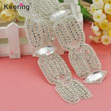 Keering 	Bridal Wedding Accessories Iron On Crystal Beaded Rhinestone Applique Patches Decoration WRA-450 2024 - buy cheap