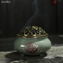 Celadon Incense Burner Ceramic Aromatherapy Furnace Incense Censer Antique Alloy Sandalwood Incense Holder Buddha Tea Ceremony 2024 - buy cheap