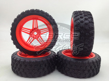 New Design Tire 4pcs 1/10 Rally Tires Tyre(Fighter)Wheel Rim 5 spoke  (Material Red)  fits for 1:10 Rally Car 1/10 Tire 2024 - buy cheap