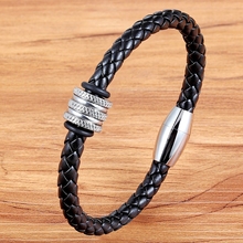 TYO Elegant Bangle Frosted Gear Genuine Leather Bracelet & Bangle For Men Simple Jewelry 19/21CM Magnet Clasp Birthday Present 2024 - buy cheap