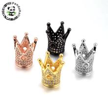 Environmental Brass Micro Pave Cubic Zirconia  Crown Beads HOT, Lead Free & Cadmium Free & Nickel Free, Mixed Color, 12.5x12mm 2024 - buy cheap