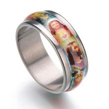 Hot Fashion Unisex Women Men Stainless Steel Jesus Oil Painting Finger Tail Ring Band Jewelry Gift Drop Shipping 2024 - buy cheap