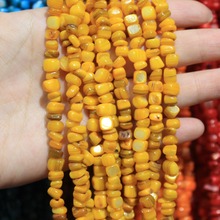 Wholesale Natural Gravel Irregular Square  Dye Yellow   Shell  5-7mm Beads Stone For Jewelry Making DIY Bracelet Necklace 34'' 2024 - buy cheap