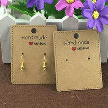 200PCS/Lot 6.5*5cm Kraft Earring Cards "Handmade with love"Earring Card Paper Jewelry Display Card Earring Classic Display Cards 2024 - buy cheap