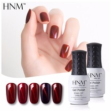 Hnm esmalte de unha gellak uv, tinta de olho de gato tinto, 6 cores, base e acabamento semipermanente 2024 - compre barato