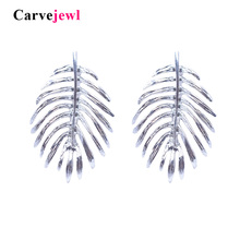 Carvejewl leaf stud earrings simple unique big stud earrings for women girl fashion jewelry Korean design silver-plate earring 2024 - buy cheap