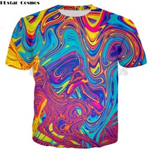 PLstar Cosmos 2019 Summer Fashion T-shirt Oil Spill tshirt psychedelic swirl of vibrant colors 3d Print Women Men Cool t shirt 2024 - buy cheap