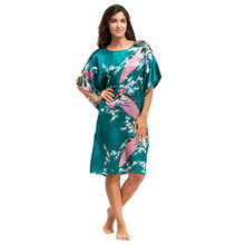 Bata de rayón verde Drak para mujer, ropa de dormir nacional china, camisón de flores y pavo real, Kimono de talla única Z161901, gran oferta 2024 - compra barato