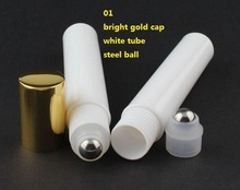 50pcs 15ML plastic roll on Bottle/steel bead ball Sample Perfume Vial,Small Essential Oil bottle Lip oil metal cap white cap 2024 - buy cheap