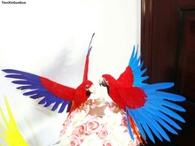 Grande 50x35 cm plumas de colores hermoso loro extendiendo alas aves duro modelo casa decoración para jardín regalo s1432 2024 - compra barato