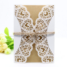 50pcs White Hollow Heart Laser Cut West Cowboy Wedding invitation Card With Kit Blank Paper Print Party Wedding Decor Supplies 2024 - buy cheap