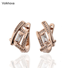 Volkhova 585 Rose Gold Color Dange Earrings For Women Fashion Jewelry AAA Square Cubic Zircon Good Quality 2024 - buy cheap