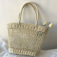Women  Summer Beach Hawaii Holiday  Straw  Handbag Rattan Woven Wicker Basket Tote 2024 - buy cheap