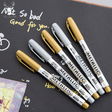 6pcs/lots Metallic Permanent Paint Markers Birthday Gift Card Silver Gold Marker Pen Tire Metal CD Glass Waterproof Marking Pens 2024 - buy cheap