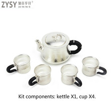 S999 sterling silver kungfu tea set portable teapot tea cup tea set tea ceremony teapot set 2024 - compre barato