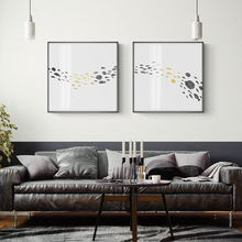 Pintura abstracta moderna en lienzo, póster e impresión de peces para sala de estar, decorativo para dormitorio, imagen artística de pared blanca, decoración dorada para el hogar 2024 - compra barato